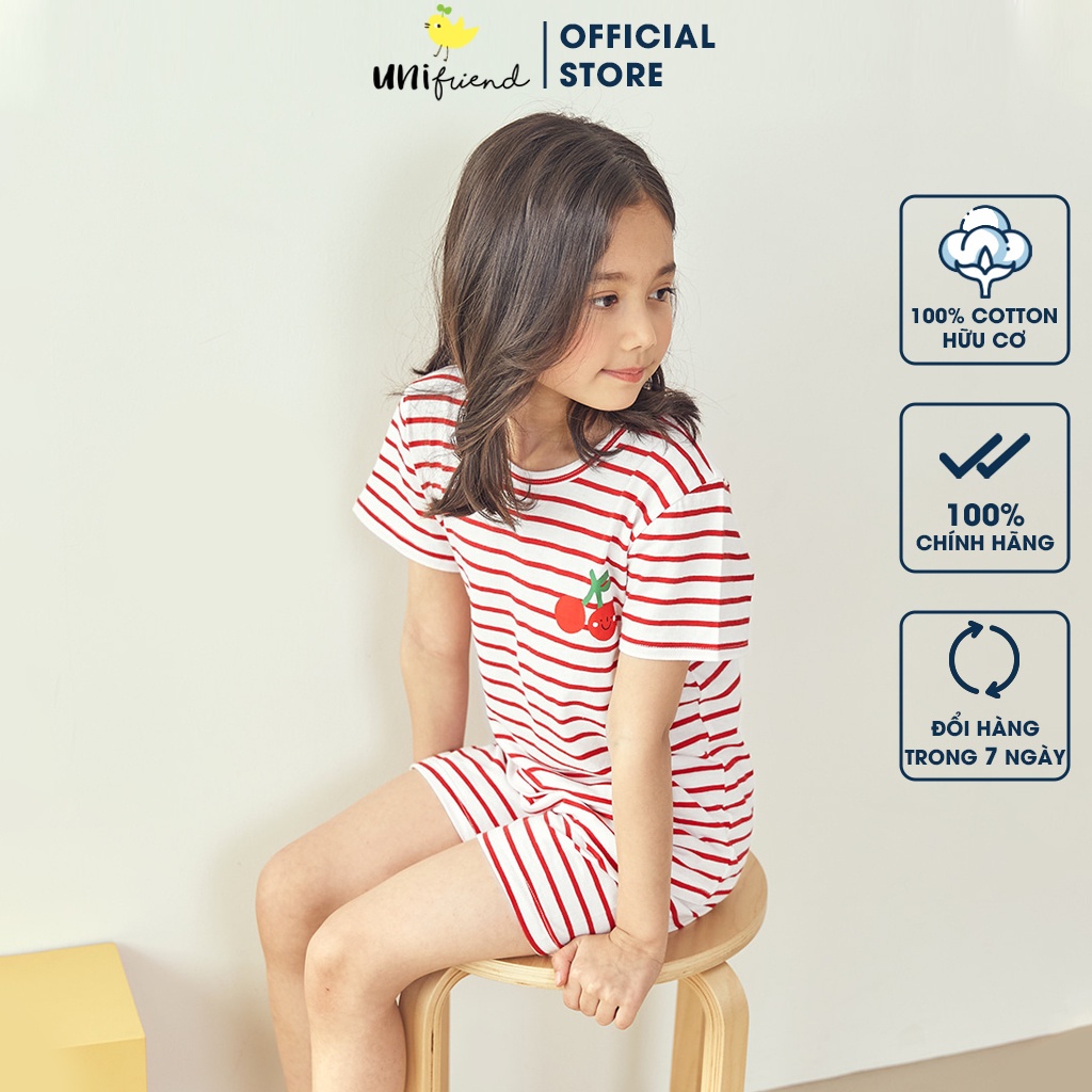 Đồ bộ ngắn tay quần áo thun cotton mịn mặc nhà mùa hè cho bé gái Unifriend Hàn Quốc U3008