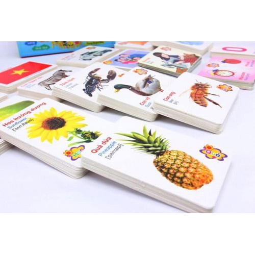 Flashcard Bộ Thẻ Học Thông Minh loại nhỏ Flashcard song ngữ tiếng Anh loại chuẩn Glenn Doman cho bé từ 0-6 tuổi 7*10cm