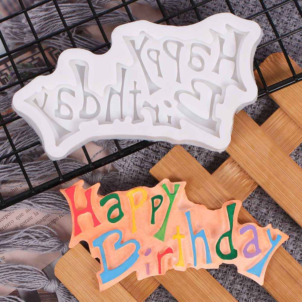 Khuôn Silicone Tạo Hình Chữ Happy Birthday 3d Trang Trí Bánh