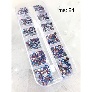 [ĐỒ NAIL] Đá nail - Mã khay 24 - Đá chân keo khay mix size siêu sáng - siêu đẹp - siêu bền