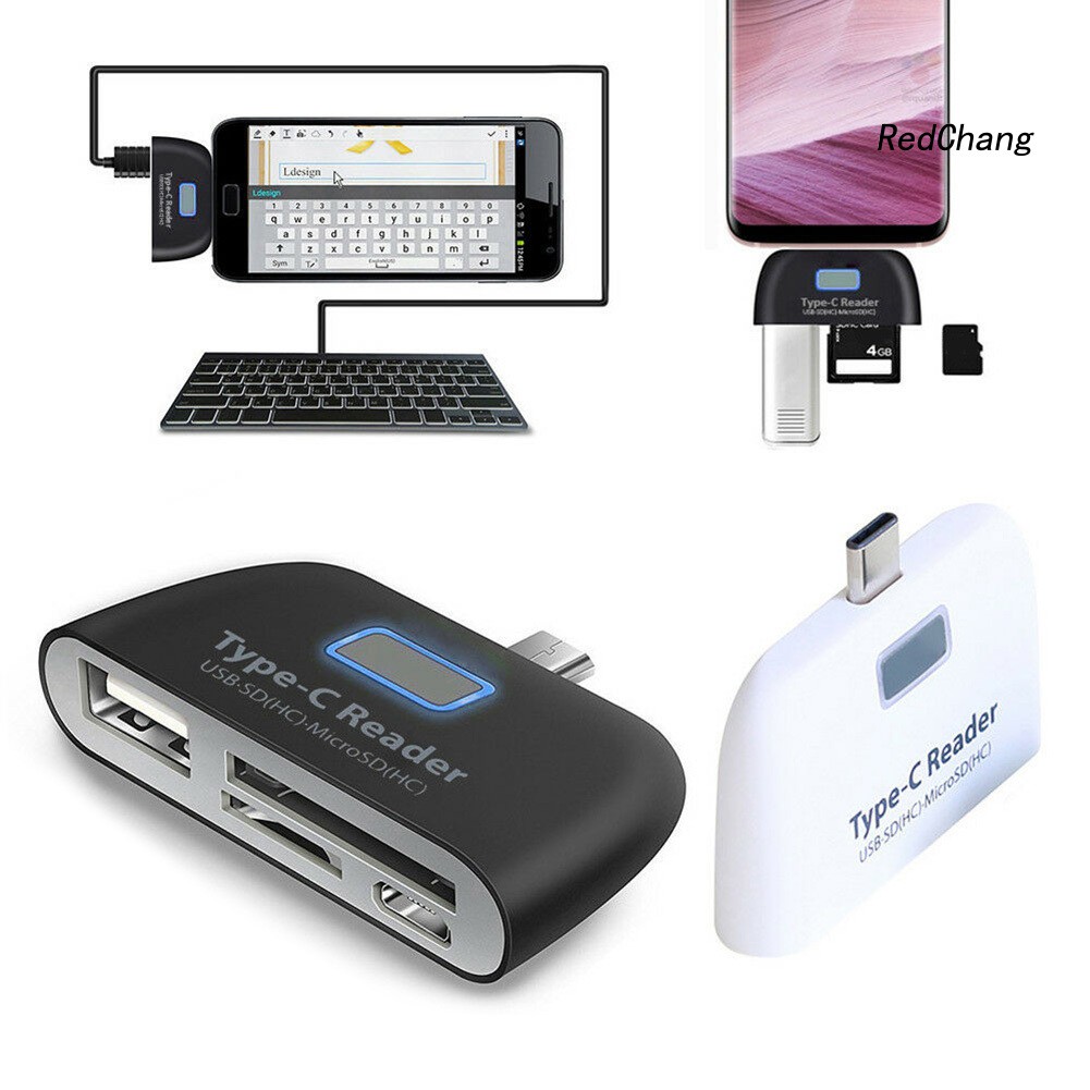 -SPQ- Universal Type C to USB 3.0 OTG Hub Adapter SD/TF Micro SD Memory Card Reader