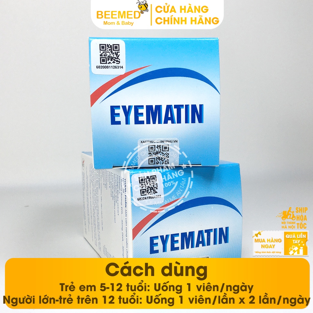 Viên sáng mắt Eyematin từ Lutein và Omega, bổ mắt, tăng cường thị lực, giảm cận thị, mờ và mỏi mắt