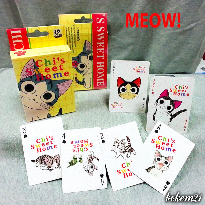 Bộ bài Tây anime MÈO PHÔ MAI Chi's Sweet Home Mái Ấm Của Mèo Chi, bộ Tú 54 lá in hình anime manga dễ thươn