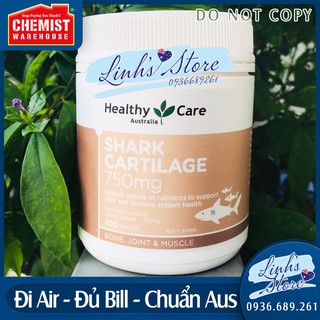 Sụn vi cá mập healthy care shark cartilage 750mg 200 viên - úc