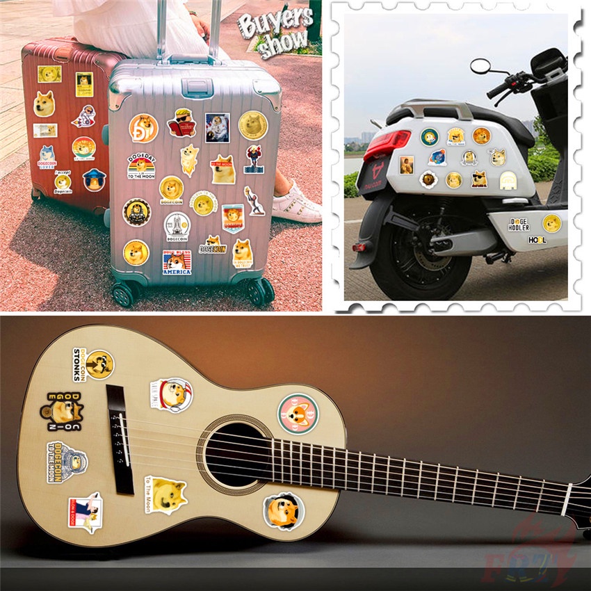 100Pcs/Set ❉ Dogecoin Series A Stickers ❉ DIY Fashion Luggage Laptop Skateboard Decals Doodle Stickers