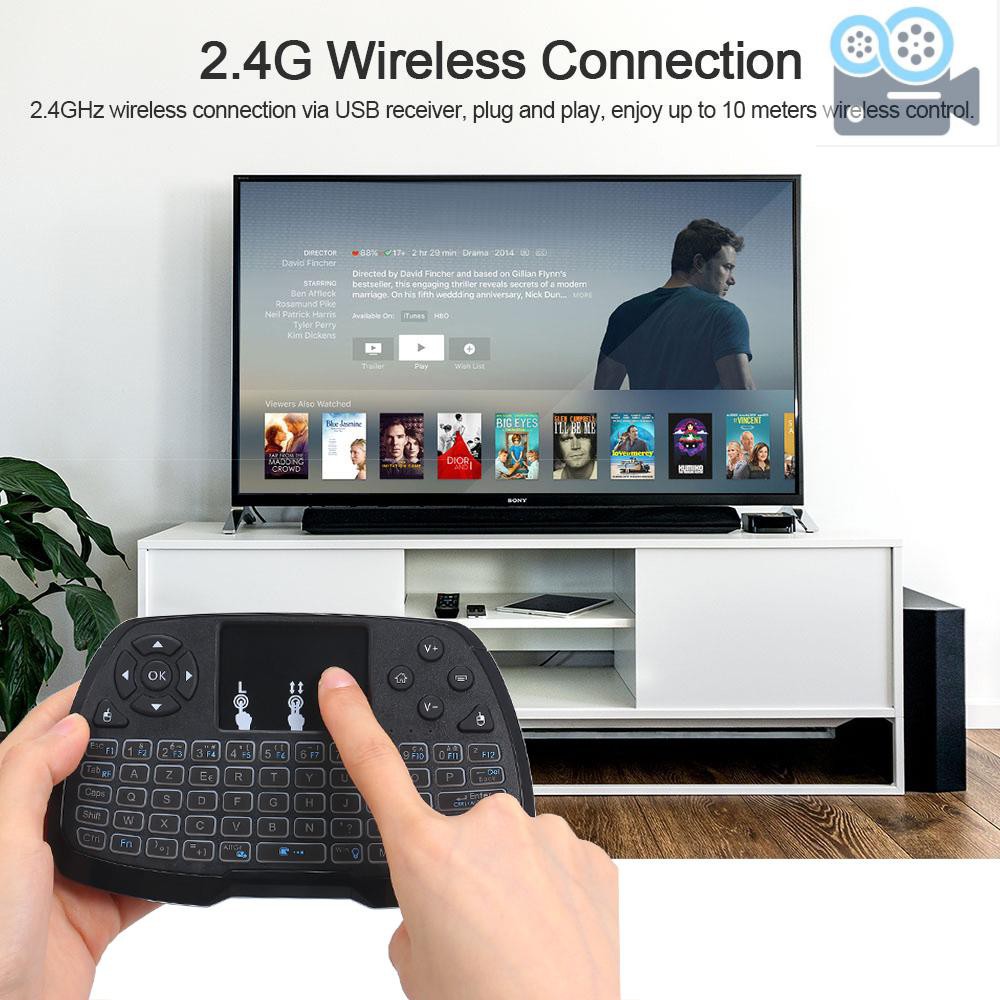 Bàn Phím Điều Khiển Từ Xa Không Dây 2.4ghz Có Đèn Nền 4 Màu Cho Android Tv Box Smart Tv Pc Notebook