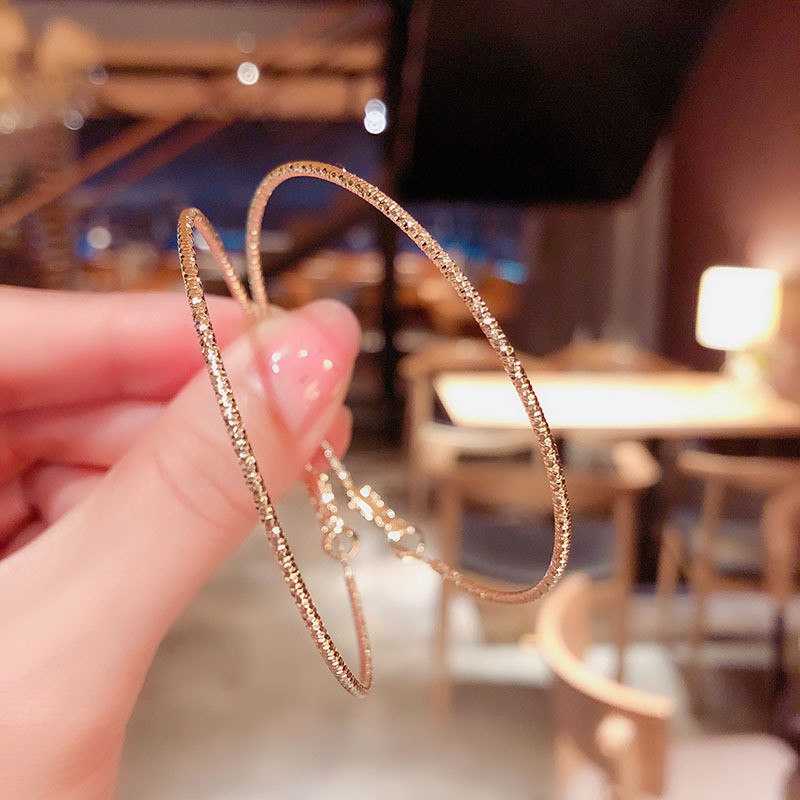 South Korea's Dongdaemun personality big round ring earrings trendy personality showing thin face temperament silver needle exaggerated earrings women