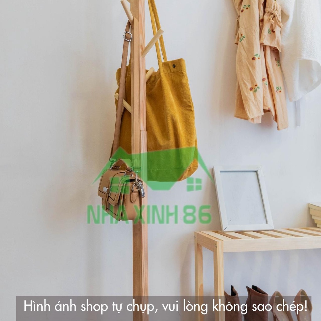 Cây treo quần áo gỗ thông cao cấp phong cách Hàn Quốc đã xử lý mối mọt cao 120cm, cây treo đồ gỗ decor