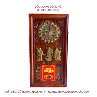 Đốc lịch đồng hồ treo tường “Phúc- Lộc – Thọ”