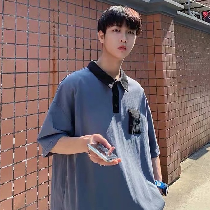 Áo Thun polo nam Tay Ngắn Dáng Rộng Thời Trang Hàn Quốc Trẻ Trung Cho unisex short bigsize áo polo nam t shirt túi sắc pocket top