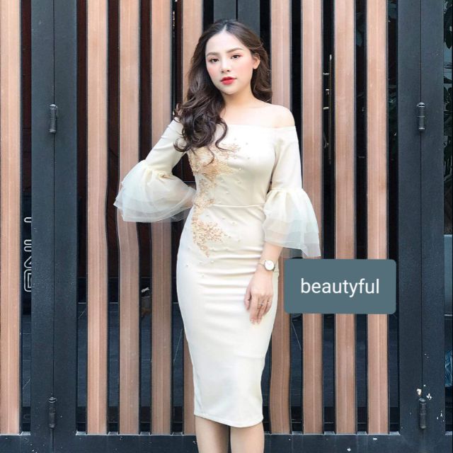 Váy hở vai tay lưới xòe hàng thiết kế cao cấp 800k giảm còn 450k