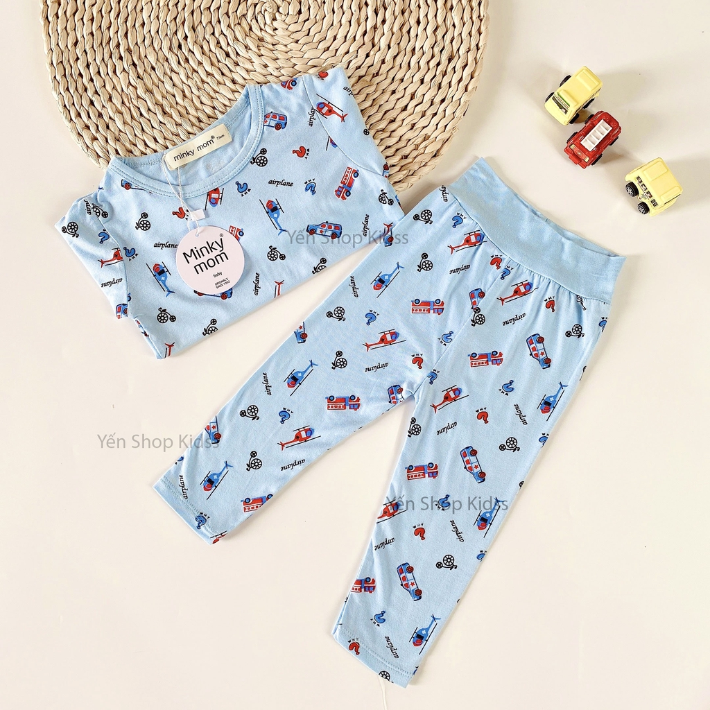 Bộ Cạp Cao Minky Mom In Toàn Thân Họa Tiết Máy Bay-Ô Tô Cho Bé (7-16kg) (SP001343)