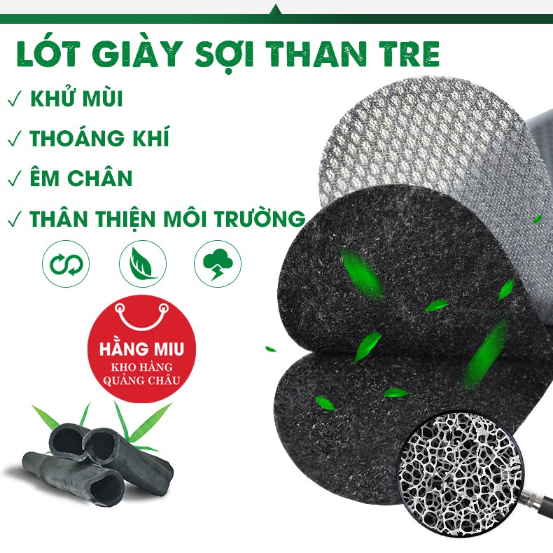 Lót Giày Cao Cấp 3 Lớp Than Tre Khử Mùi, Thoáng Khí, Thấm Hút Mồ Hôi