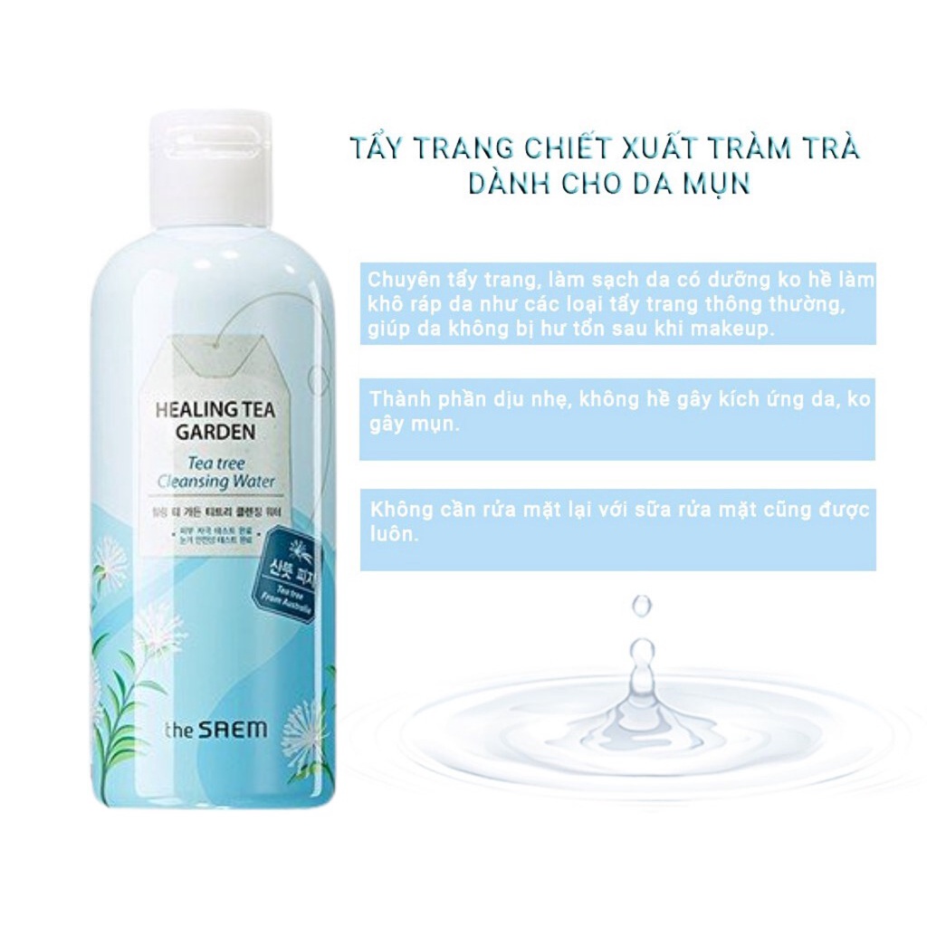 Nước Tẩy Trang Chiết Xuất Từ Các Loại Lá Trà The Saem Healing Tea Garden Cleansing Water 300ml