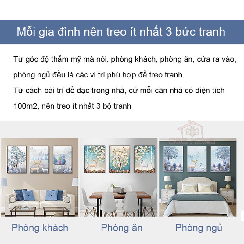 Bộ 3 Tranh Treo Tường Cao Cấp Phong Cách Hiện Đại- BEEHOME- Đồ Gia Dụng Nội Địa Trung Quốc