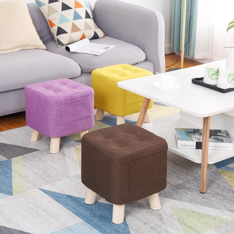 Đồ nội thấtGhế đẩu nhỏ gia dụng gỗ rắn thấp thời trang vuông phòng khách sofa bàn cà phê băng sáng tạo cho trẻ em
