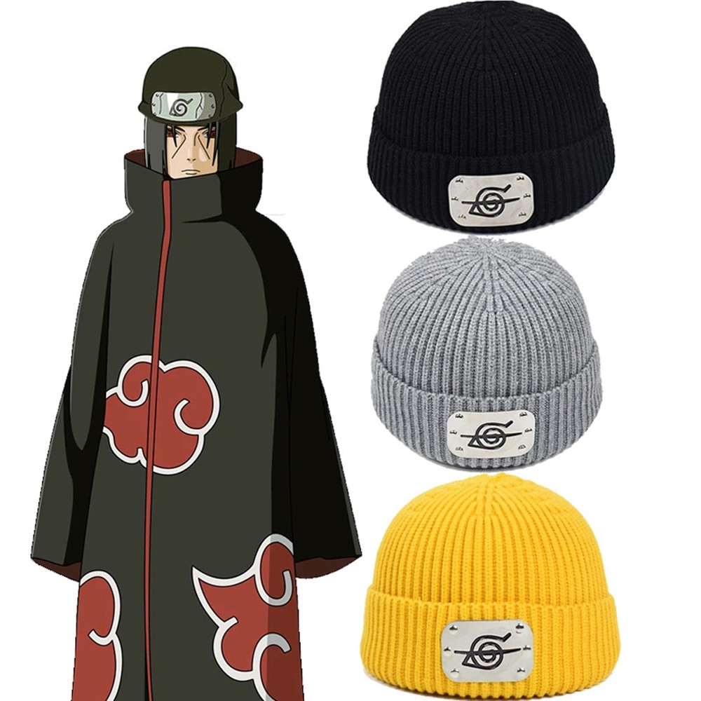 EPOCH Costume Props Naruto Hat Unisex Akatsuki Knitted Hat Kakashi Anime Winter Caps Fashion Beanies Hat Cosplay Uchiha Itachi/Multicolor