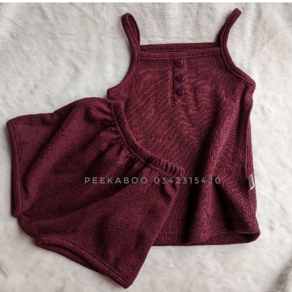 [PEEKABOO] BỘ HAI DÂY WAWA COTTON TỔ ONG CAO CẤP CHO BÉ GÁI