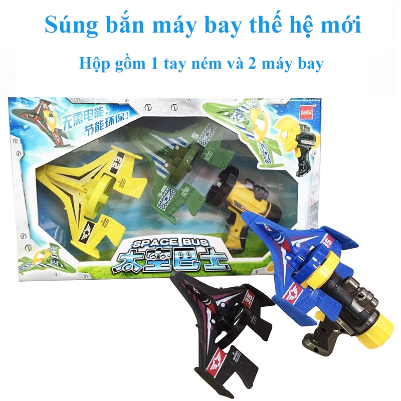 Súng Bắn Máy Bay - Tay Ném Tàu Lượn, Phi Thuyền - Đồ Chơi Ngoài Trời Vui Nhộn Cho Bé