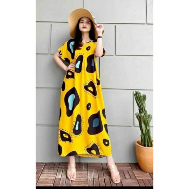Chân Xe BUSUI Dài Daster | Đầm Bà Bầu Rộng Ngực Họa Tiết 110 PB 125