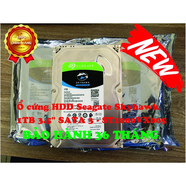 Ổ cứng HDD Seagate Skyhawk 1TB 3.5" SATA 3 - ST1000VX005 ( chính hãng) | BigBuy360 - bigbuy360.vn