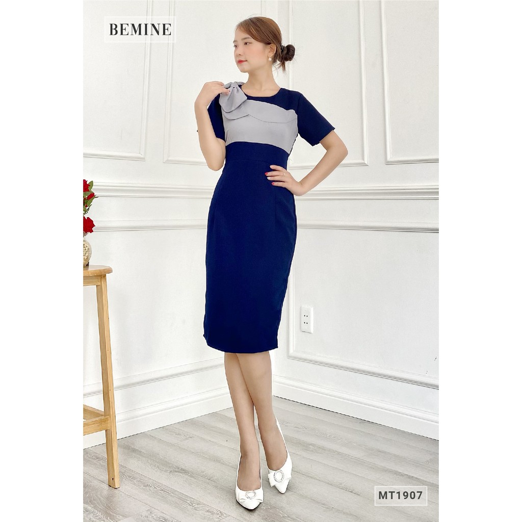 Đầm body phối nơ vai BEMINE MT1907DEN | BigBuy360 - bigbuy360.vn