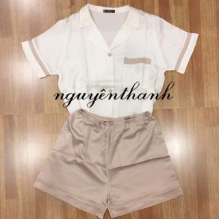 Bộ Pijama lụa satin cộc lửng