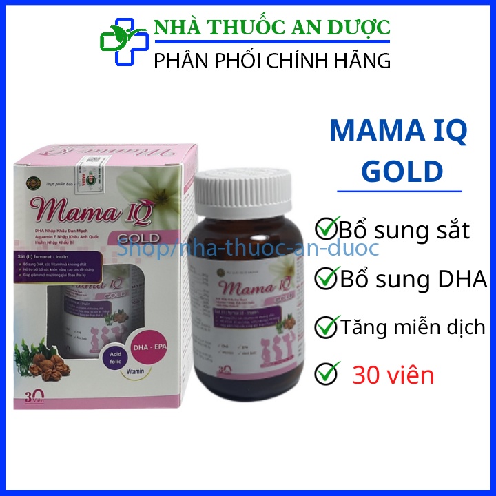 Viên uống Mama IQ Gold bổ sung DHA, acid folic, sắt, vitamin cho bà bầu giúp bồi bổ sức khỏe - 30 viên