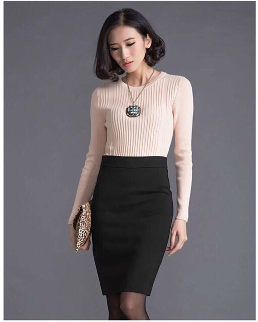 Chân váy bút chì xẻ trước qua gối | BigBuy360 - bigbuy360.vn
