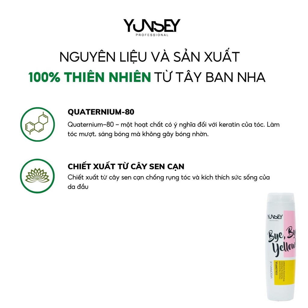 Dầu gội triệt ánh vàng Yunsey Bye Bye Yellow Shampoo 1000ml