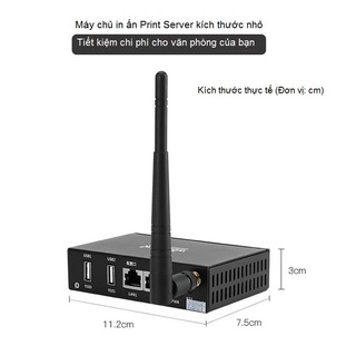 Bộ chia sẻ máy in USB vào mạng không dây/Máy chủ In Wifi / Wireless Print Server Wisiyilink WPS203W hỗ trợ chỉ 2 máy in