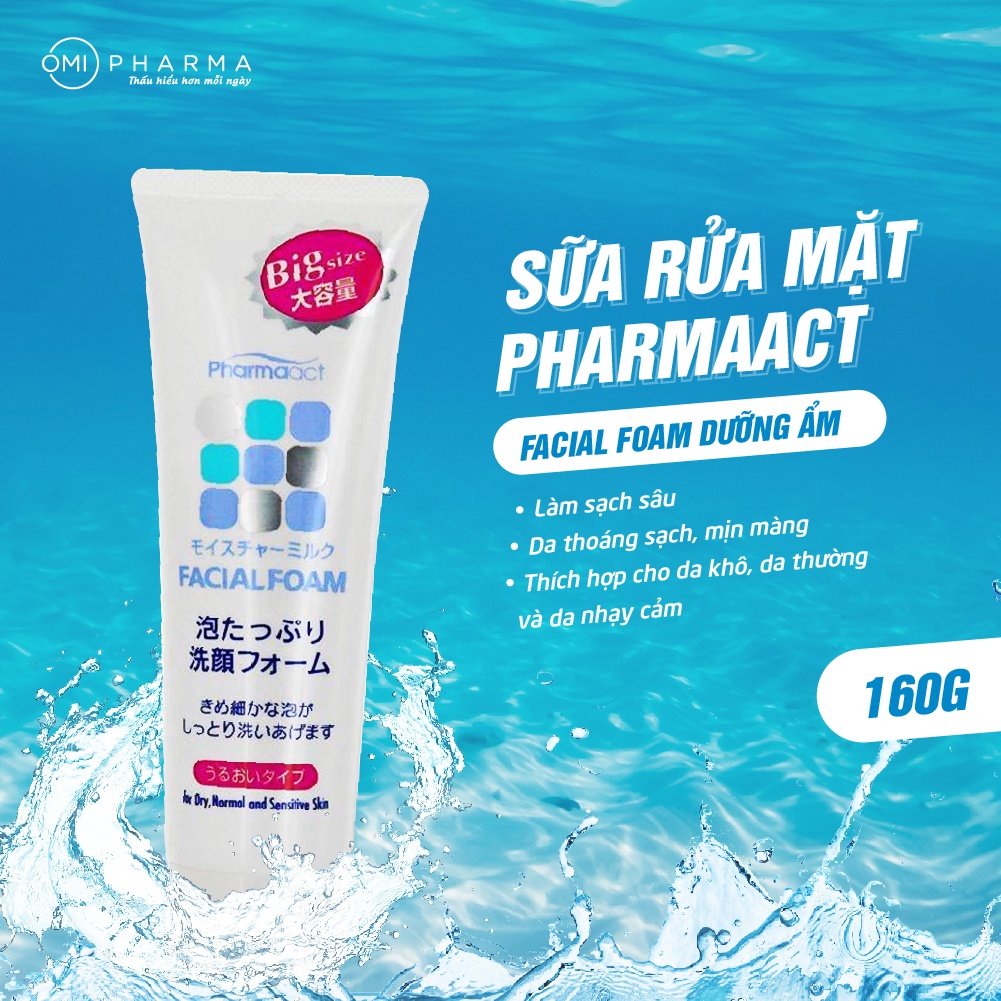 Sữa Rửa Mặt Dưỡng Ẩm Pharmaact Facial Foam Cho Da Thường, Da Khô Và Da Nhạy Cảm (160g)