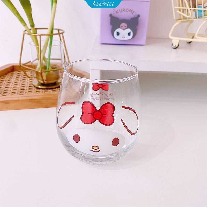 Cốc Thủy Tinh Uống Nước Chịu Nhiệt In Họa Tiết Hoạt Hình Cinnamoroll Kuromi Và My Melody Đáng Yêu