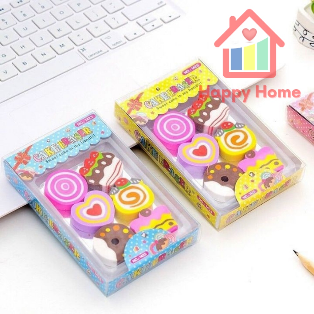 Cục gôm, tẩy bút chì hình bánh ngọt dễ thương cho bé Happy Home