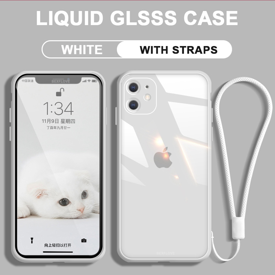 Ốp lưng mặt kính cường lực kèm dây đeo cho Iphone 11 Pro X Xr Xs Max 6plus 7plus 8plus 6 7 8 Plus | BigBuy360 - bigbuy360.vn