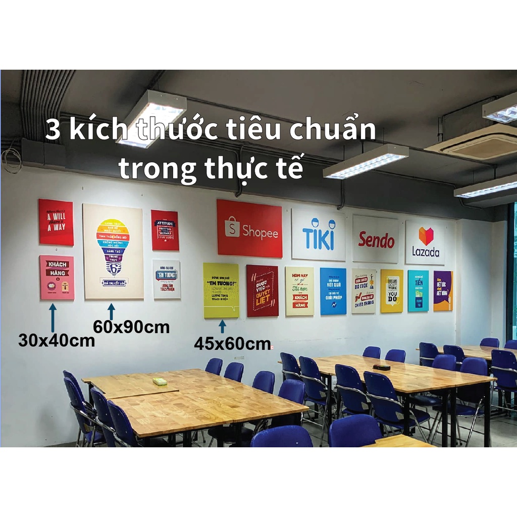 Tranh Canvas slogan tạo động lực treo tường trang trí Văn Phòng khung gỗ tự nhiên hot nhất Mopi phần 2 cỡ 45x60cm