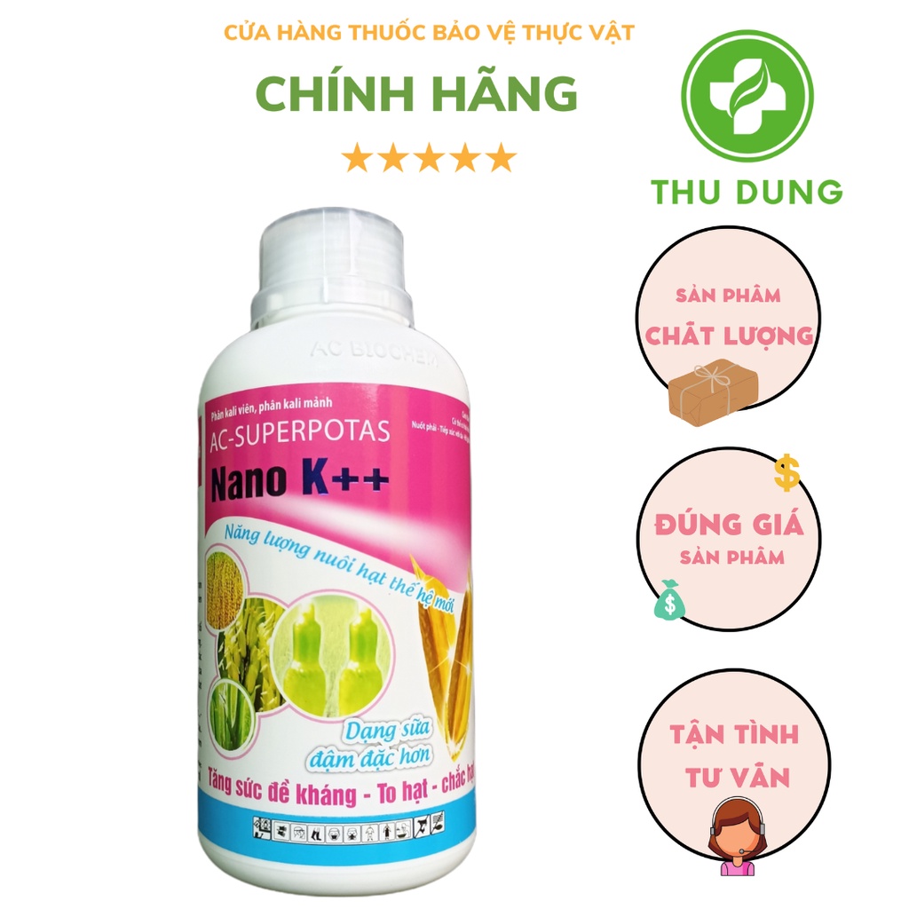 Phân Bón Lá NANO K++ 500ml APN, to hạt, nặng ký chín chắc tới cậy, lên màu đẹp, lớn trái, dày cơm