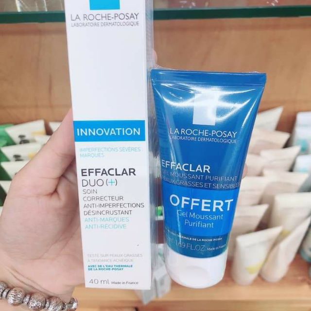 Combo kem chấm mụn+sữa rửa mặt La roche posay