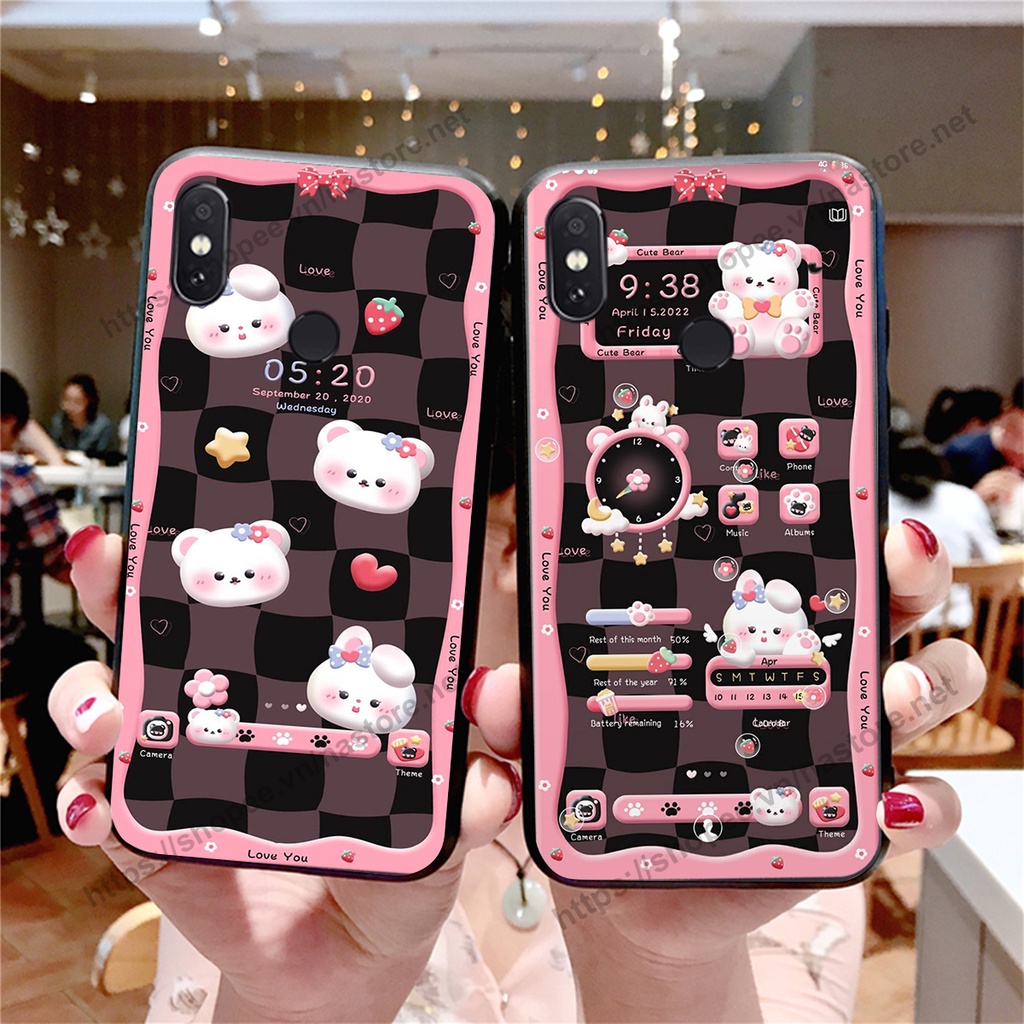 Ốp lưng Xiaomi Mi 8 / MI 8 SE / Mi 8 Lite gấu, đồng hồ dễ thương cute giá rẻ