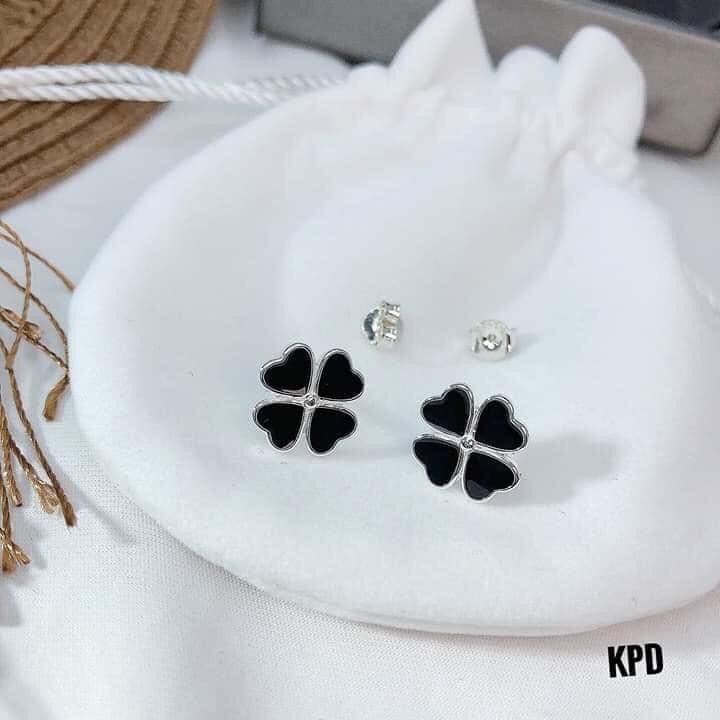 Khuyên Tai Bạc-  Bông Tai Nữ Cỏ Bốn Lá Sang Chảnh, Siêu Hot, Bạc Ý 925 Cao Cấp