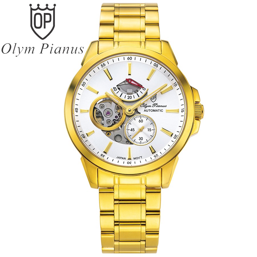 Đồng hồ nam dây kim loại mặt kính sapphire automatic Olym Pianus OP9908-88 OP9908-88