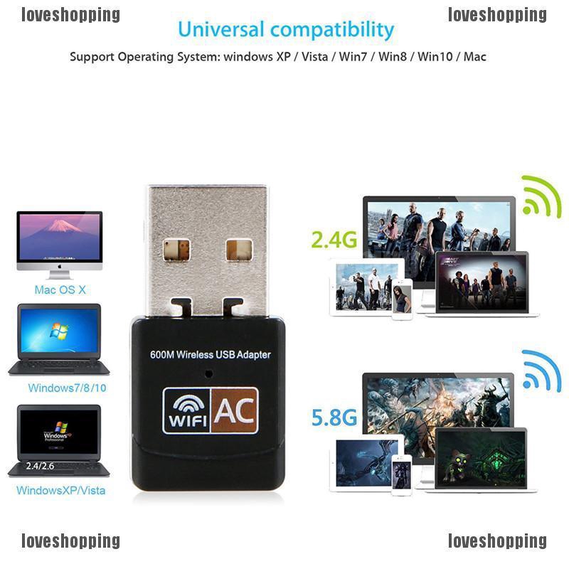 USB thu sóng wifi tốc độ 600Mbps 2.4G / 5G Hz kèm phụ kiện | BigBuy360 - bigbuy360.vn