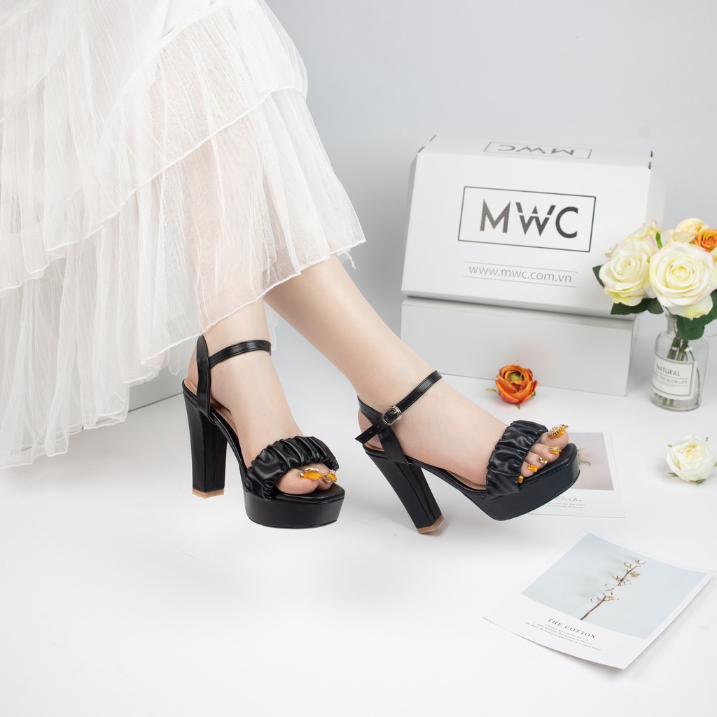 GIÀY CAO GÓT NỮ MWC - CAO GÓT ĐẾ ĐÚP GÓT VUÔNG 12CM - QUAI NGANG THIẾT KẾ NHÚN SIÊU XINH TÔN DÁNG - NUCG- 3918