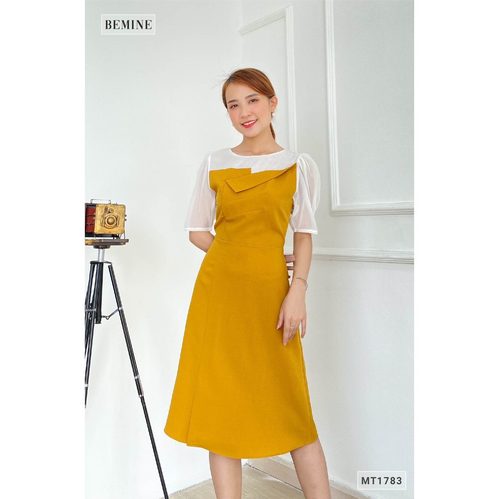 [Mã WABRWA15 giảm 15% đơn 300K] Đầm cúp ngực phối voan BEMINE MT1783VANG | BigBuy360 - bigbuy360.vn