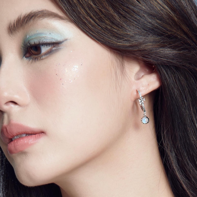 Bông Tai Bạc 925 Đá Ánh Trăng Moonstone Thiên Nhiên Phong Thủy May Mắn Không Kị Mệnh BTF65AT Gypsy.lala