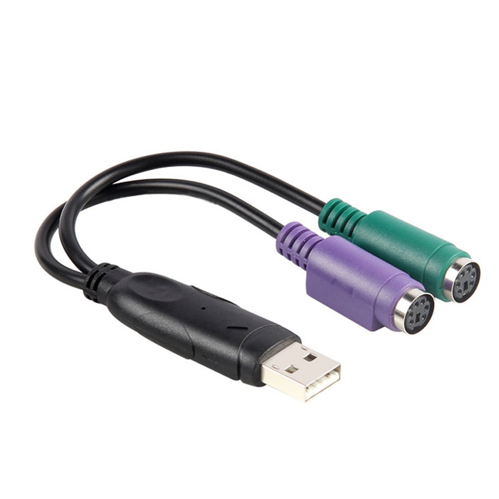 MERSSAVO Dual PS2 Female To USB 2.0 Male Converter-Adaptor Cable Wire For Mouse Keyboard