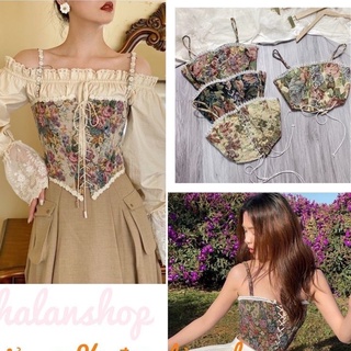Áo 2 dây thổ cẩm đan dây họa tiết ( Sẵn mod ngực)