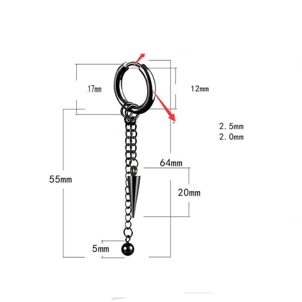 Khuyên tai dạng vòng phối dây xích bằng thép không gỉ phong cách hip hop Hàn Quốc cho nam