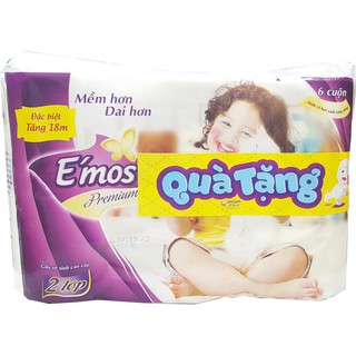 Lốc 6 cuộn giấy vệ sinh E'mos 2 lớp