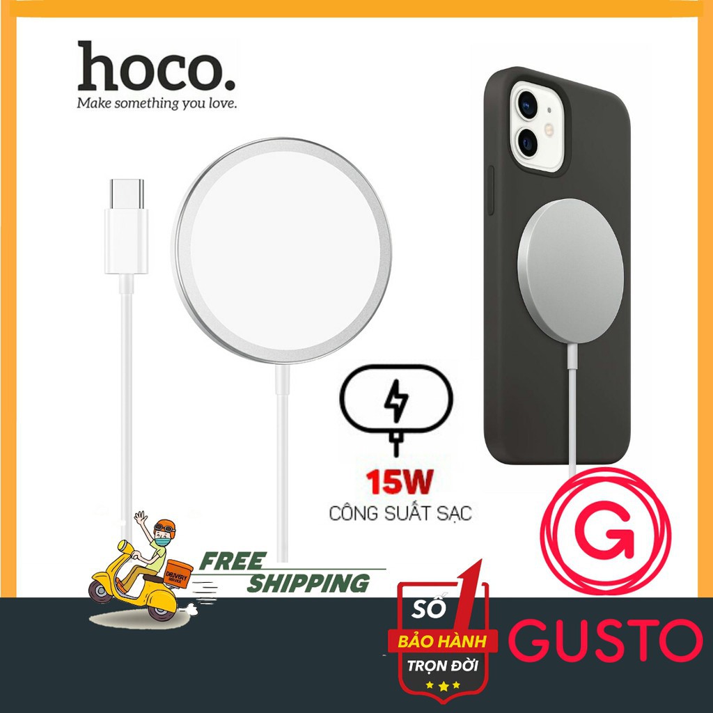 Sạc Không Dây MagSafe Từ Tính 15W Hoco CW29/CW30 Cho Iphone 11,12, 12pro, 12pro max - Bảo Hành 12 Tháng 1 đổi 1